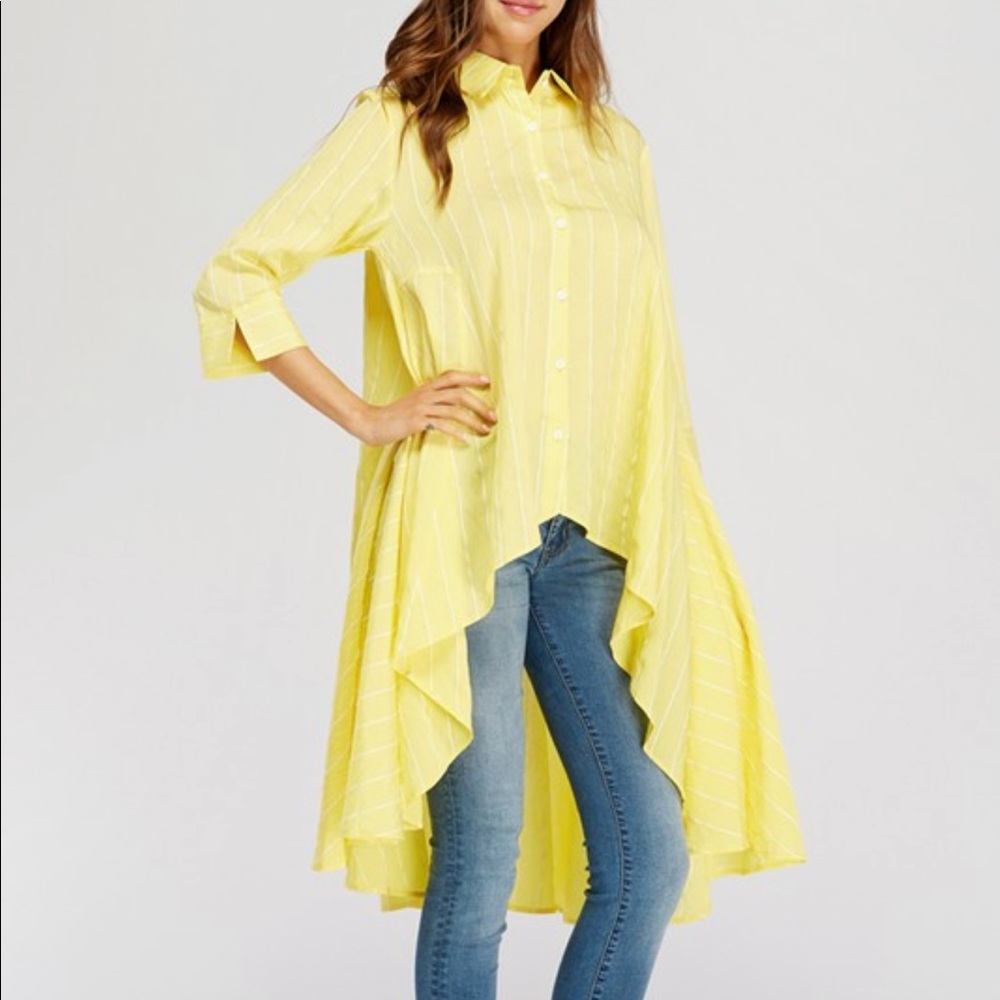 Yellow Hi-Low Peplum Top